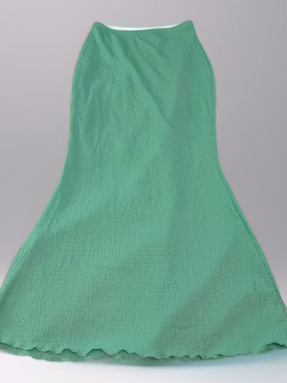 Green Textured A-Line Midi Skirt - Women